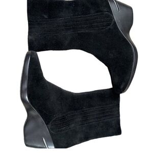 Cole Haan Black Suede Short Pull On Boots Nike Air Footbed- 6